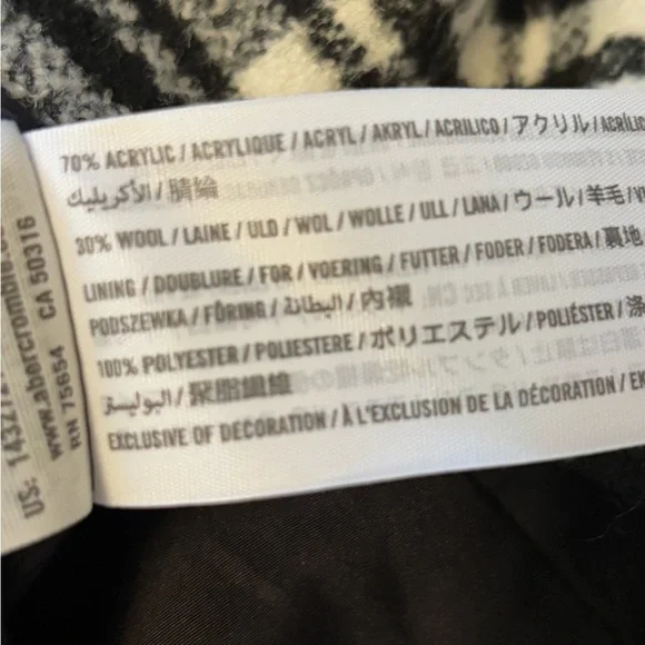 Y2K Abercrombie & Fitch Black Plaid Wool Blend Faux Wrap Mini Skirt Size 4 - Picture 5 of 10